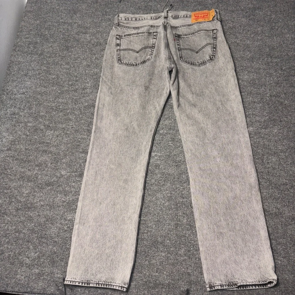 Levis 501 Original Fit Mens 36x34 Gray Acid Wash Straight Leg Button Fly Jeans